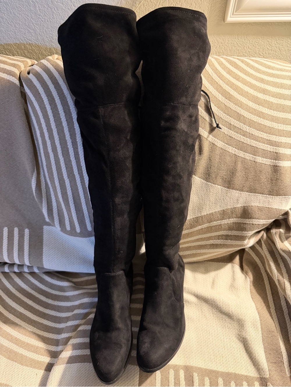 Charles David Black Over-The-Knee Lace-Up Boots with Side Zip